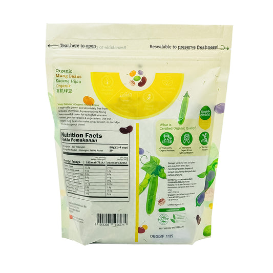 Organic Mung Beans 500g India/China (Halal)