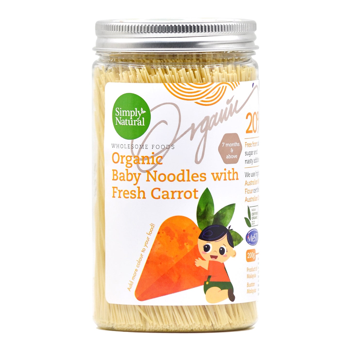 Organic Baby Noodles with Fresh Carrot 200g Malaysia
