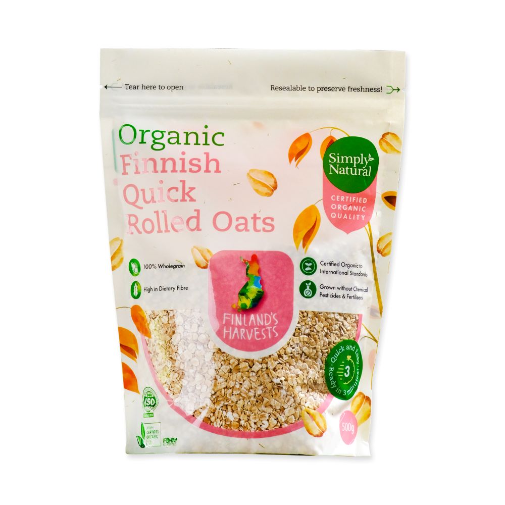 Organic Quick Rolled Oats 500g Finland