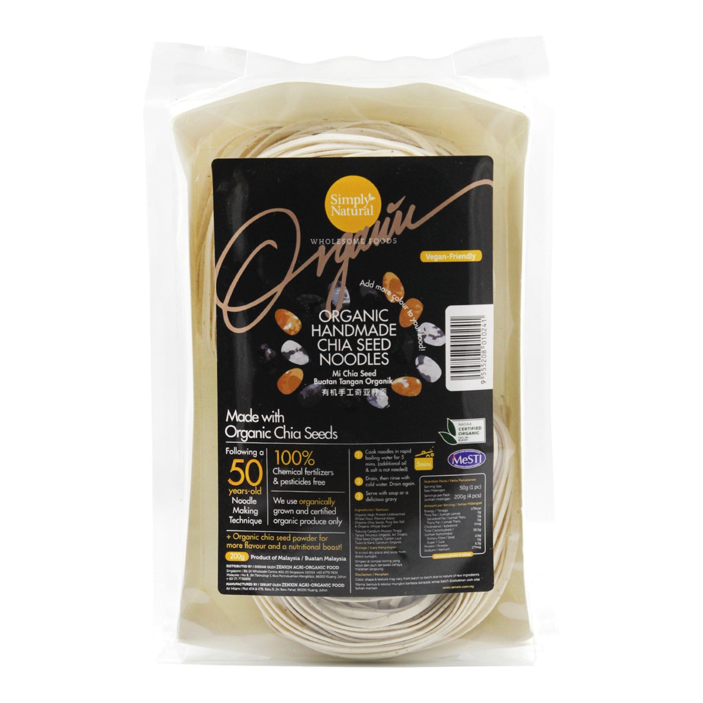 Organic Handmade Chia Seed Noodle 200g Malaysia