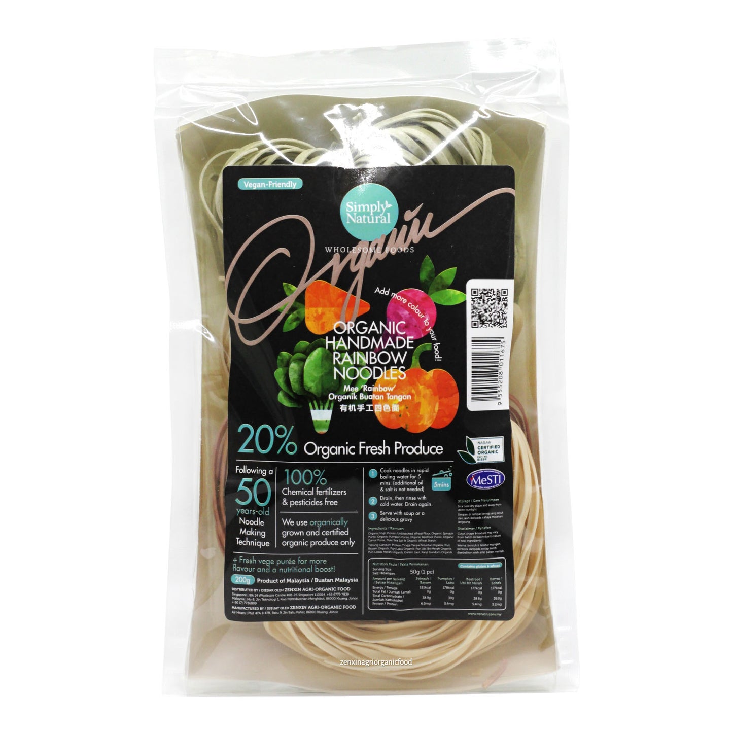 Organic Handmade Rainbow Noodle 200g Malaysia