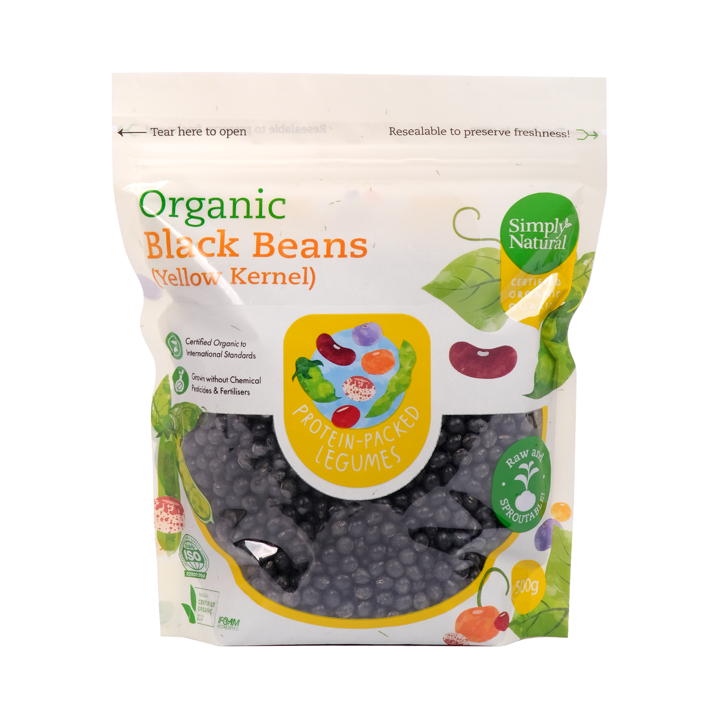 Organic Black Beans (Yellow Kernels) 500g China