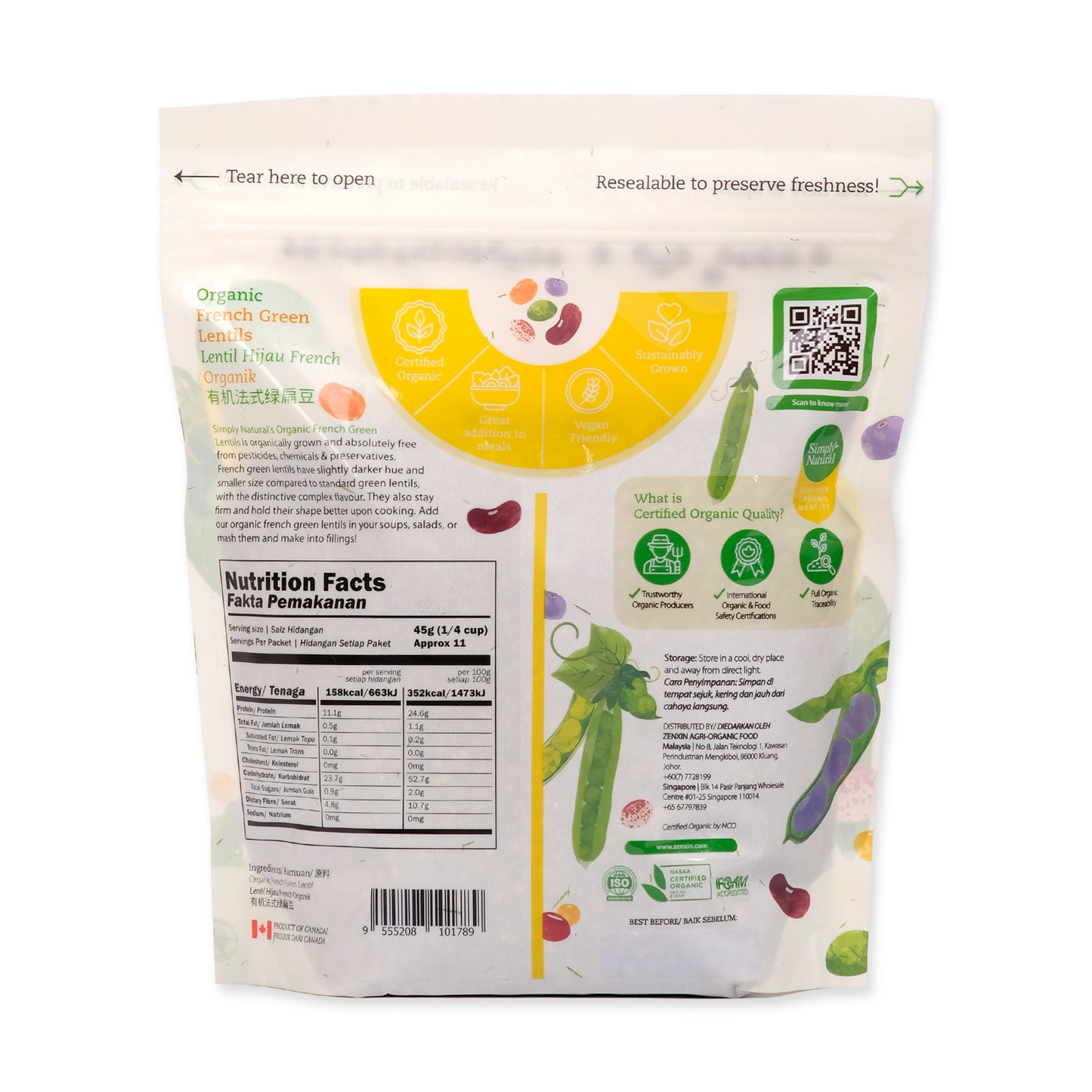 Organic French Green Lentils 500g Canada