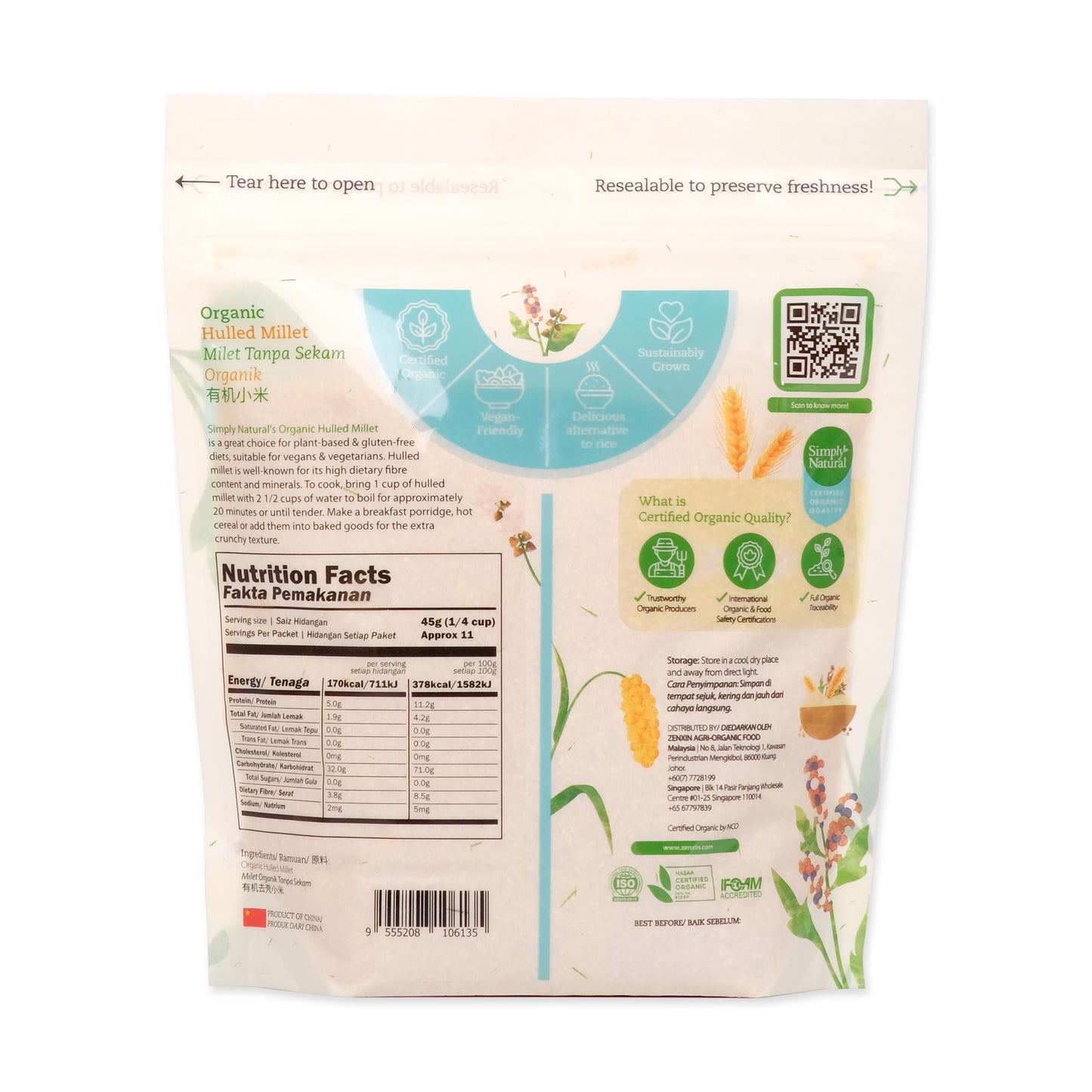 Organic Hulled Millet 500g China
