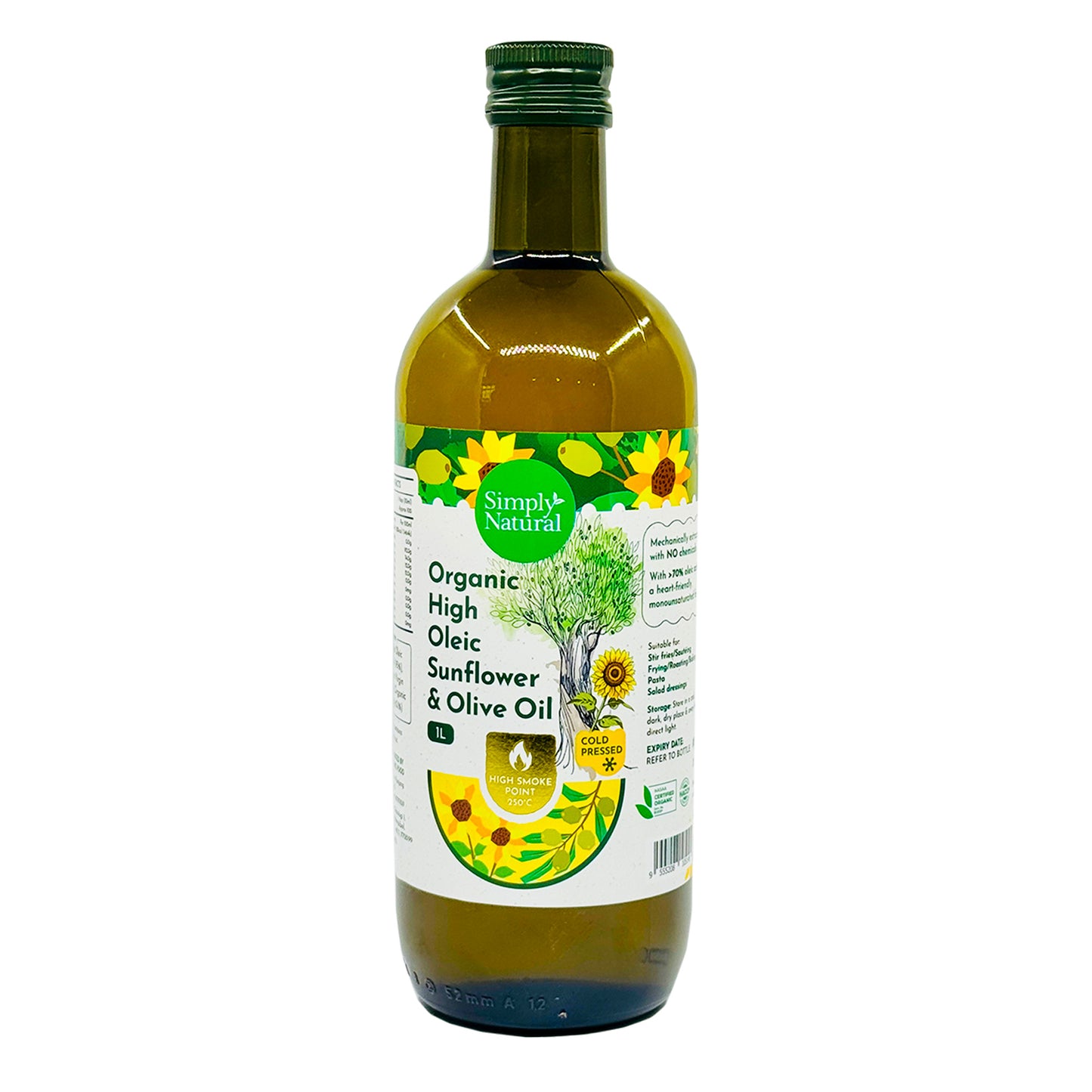Organic Olive Cold Pressed Organic High Oleic Sunflower & Olive Oil 1L