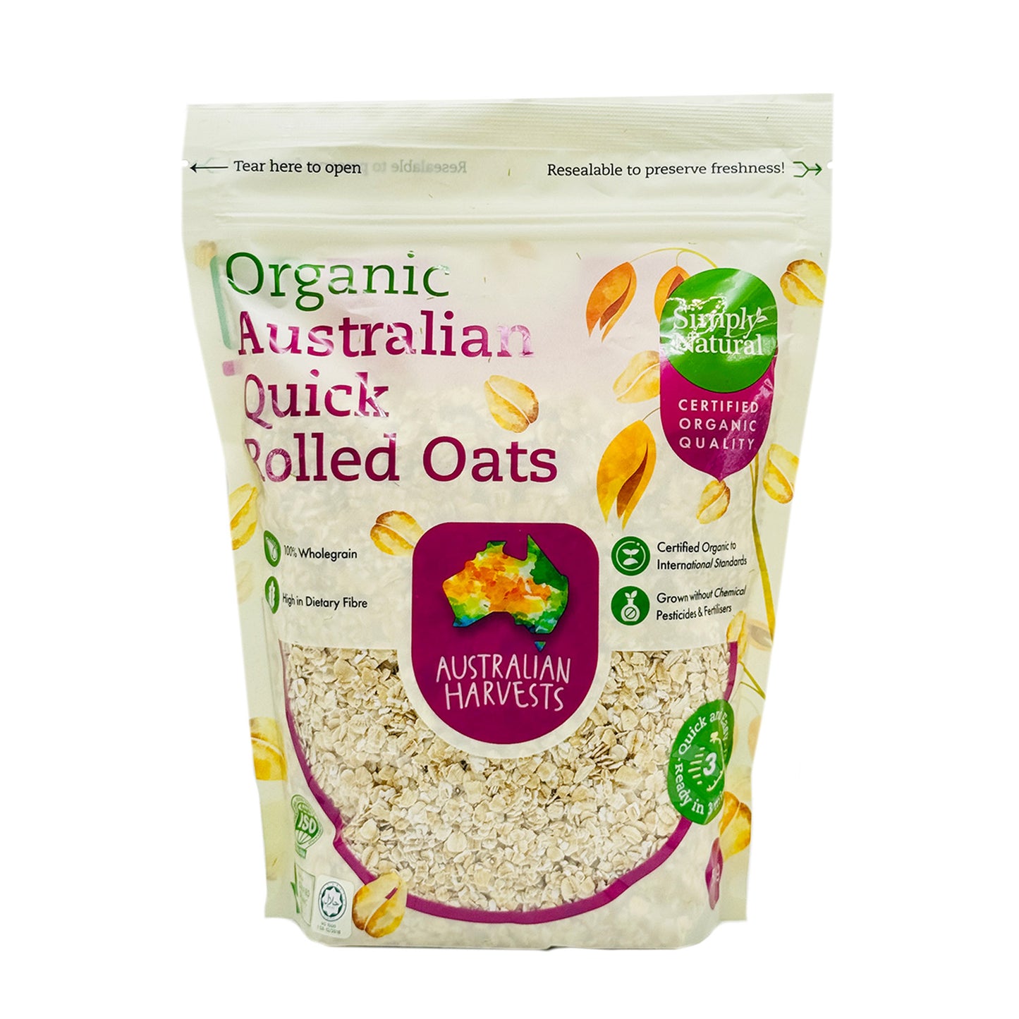 Organic Quick Rolled Oats 500g x2 (Value Pack) Australia (Halal)