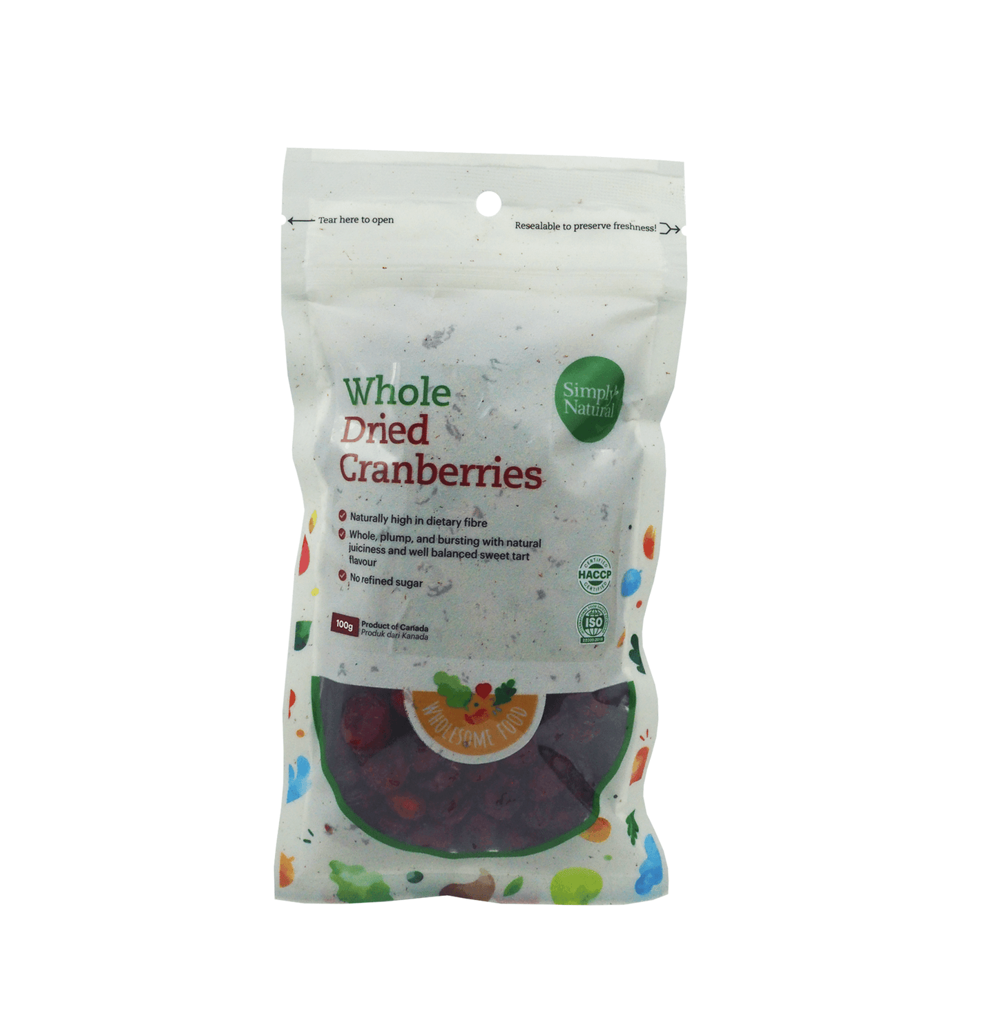 Natural Whole Dried Cranberries 100g