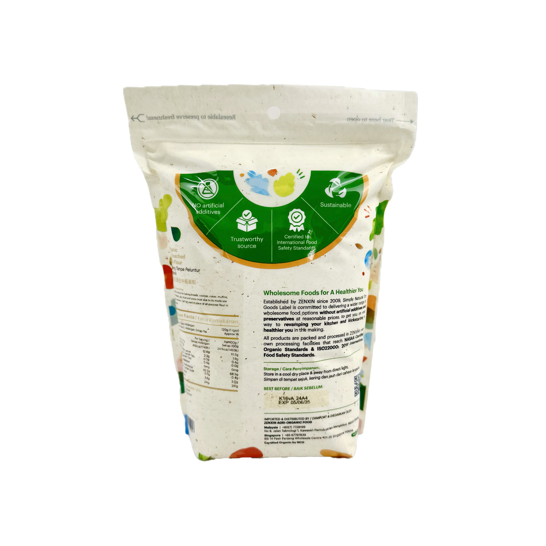 SN Org Unbleached Plain Flour AUS EA 1kg-Back