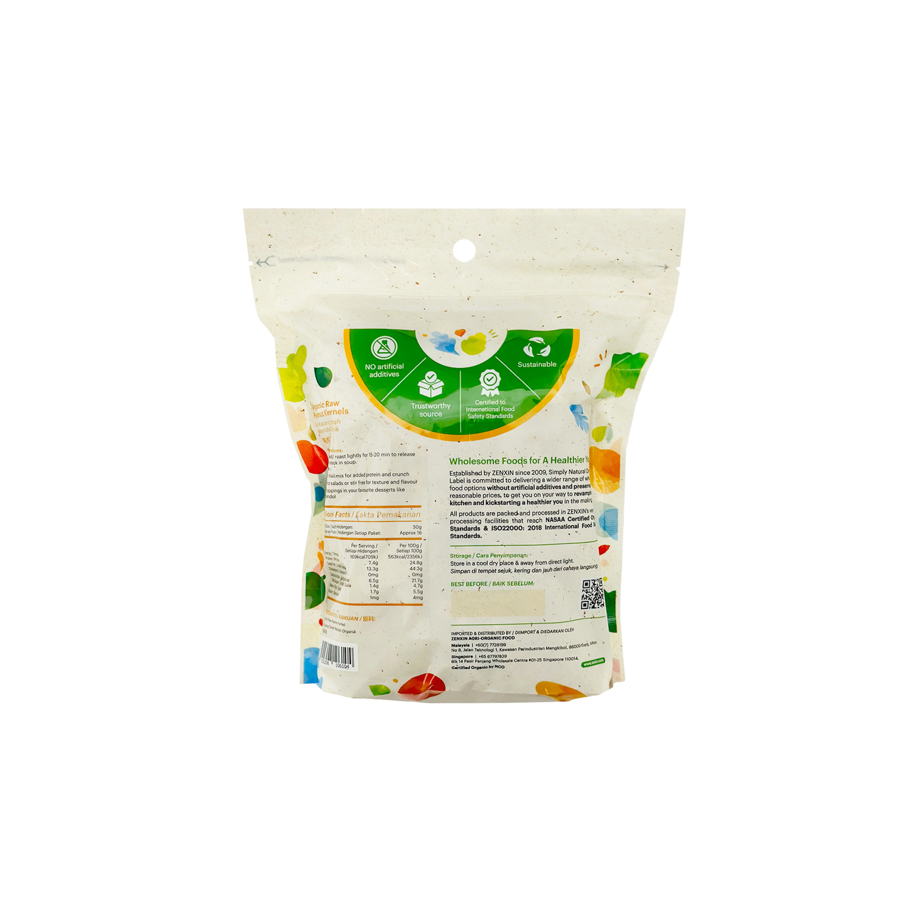 SN Org Raw Peanut Kernel CHN EA 500g-back