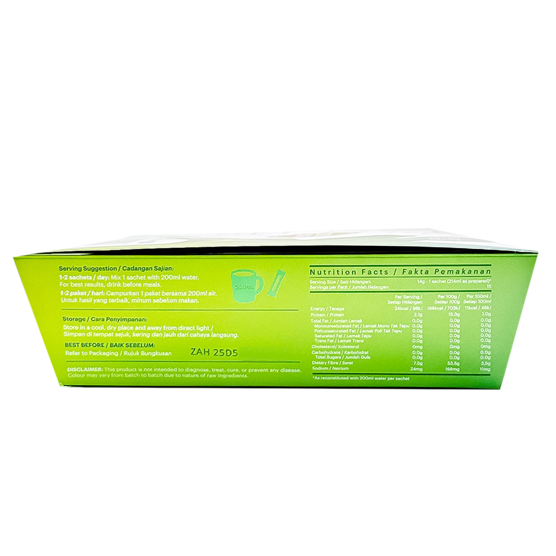 SN Organic Good Fibre Drink Plus+ Zero Sugar EA 210g-side2