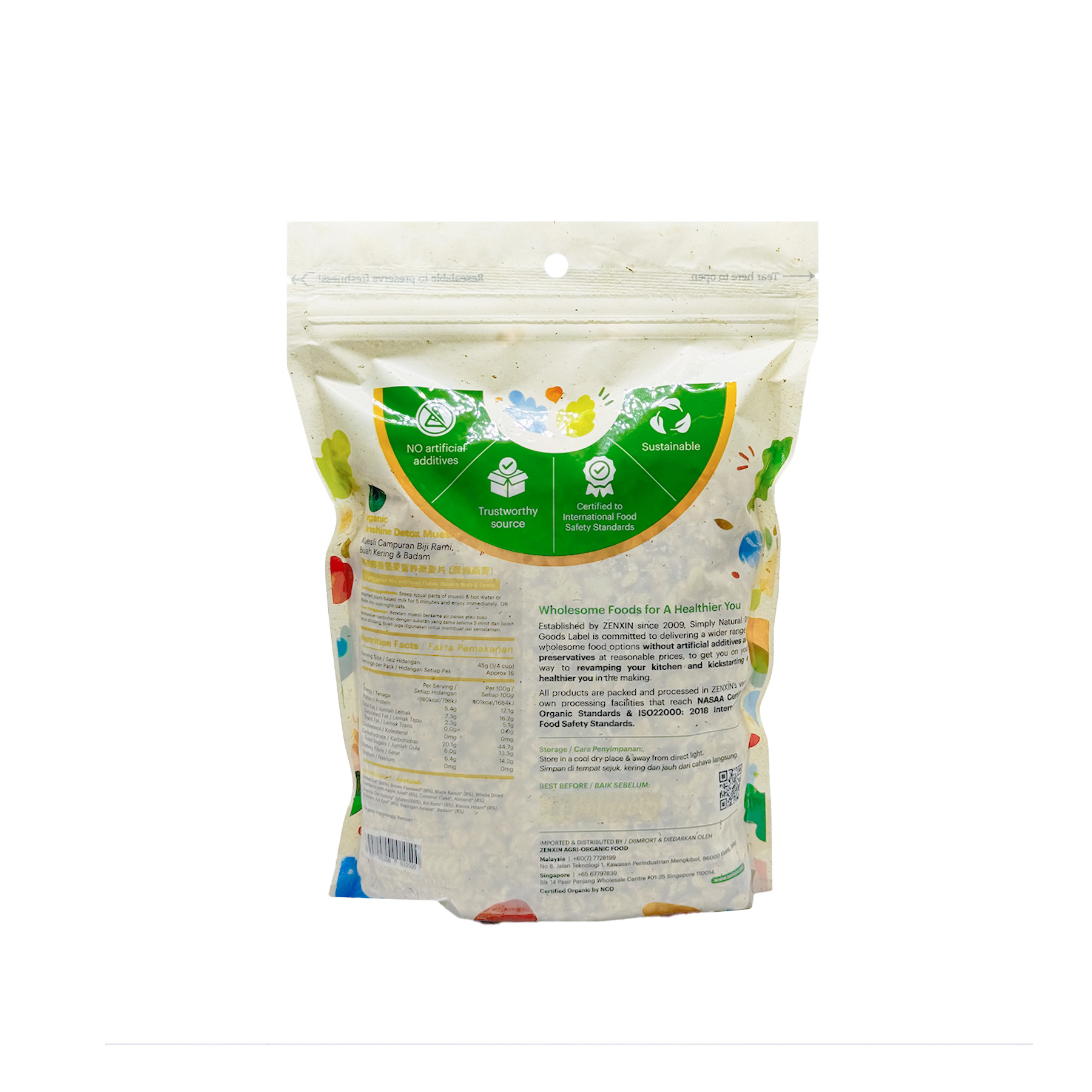 SN Org Sunshine Detox Muesli Oat EA 500g-back