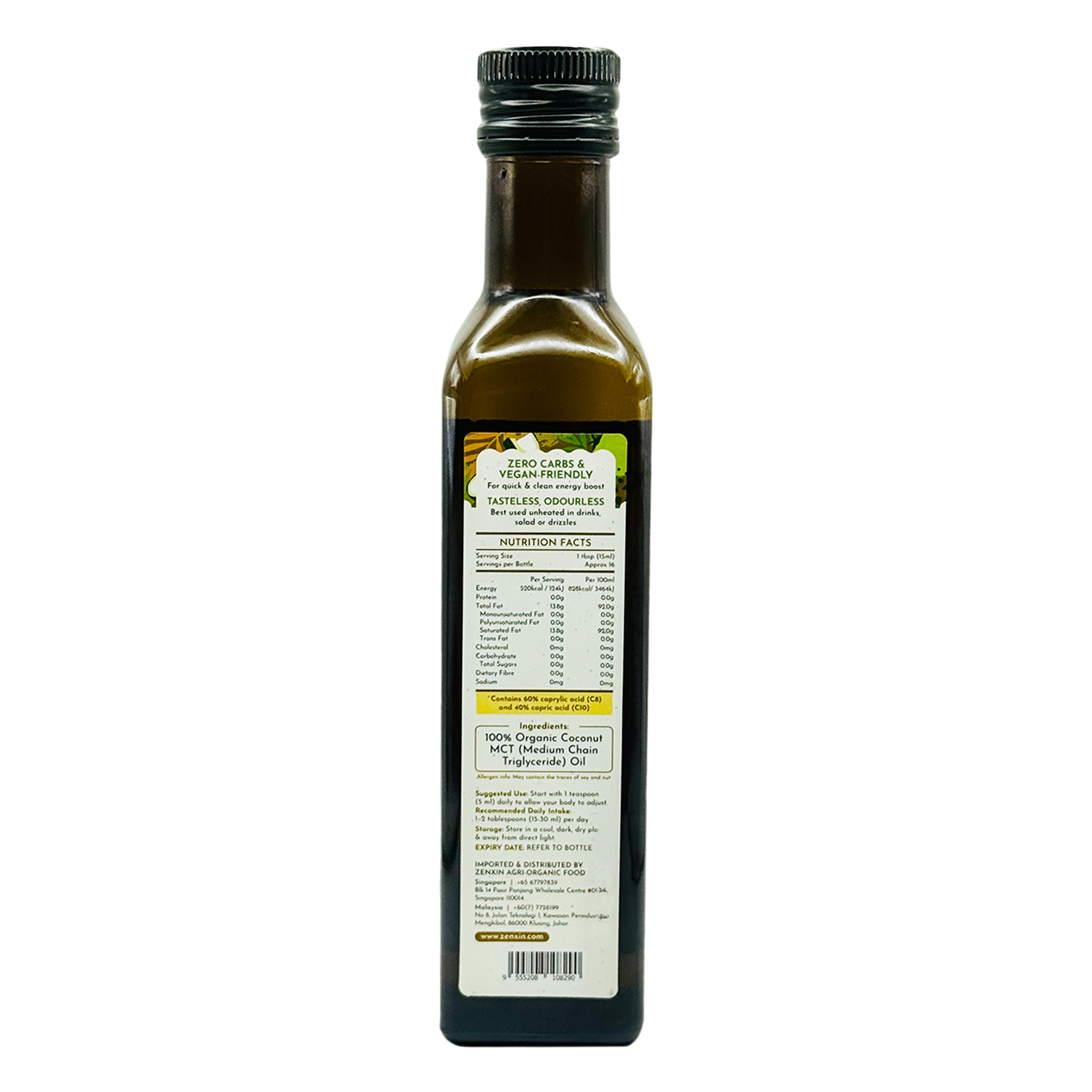 SN Org Unflavoured Coconut MCT Oil EA 250ml-back